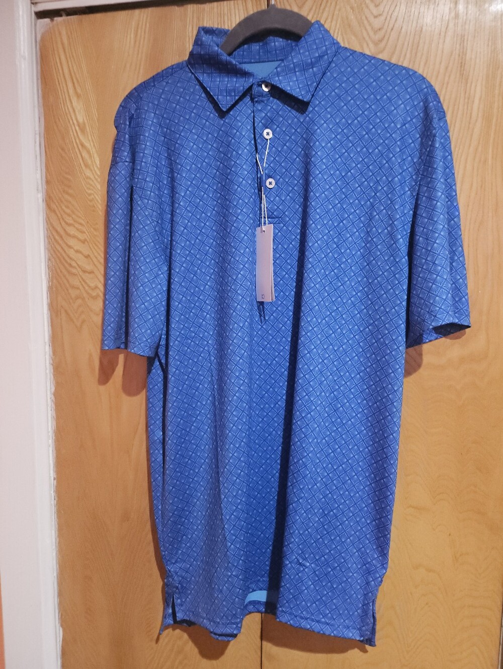 Southern Tide Blue Geometric Short-Sleeve Polo